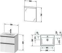 Vorschau: Duravit D-Neo Möbel-Set 60cm mit Waschtisch, Waschtischunterschrank und rechteckigem Spiegel