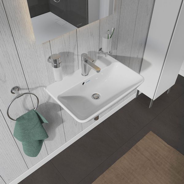 Duravit ME by Starck Waschtisch 60x40cm, mit Hahnloch und Überlauf, WonderGliss, weiß 23436000001