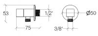 Vorschau: lineabeta LINEA Absperrventil quadratisch 1/2" Anschluß 3/8", chrom