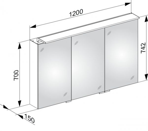 Keuco Royal L1 Spiegelschrank m. Schubkästen 120x74,2cm, silber-gebeizt-eloxiert