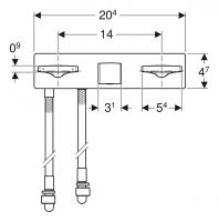 Vorschau: Geberit ONE Waschtischarmatur eckiges Design, Wandmont., Zweigriffmischer, f. UP-Funktionsbox, chrom