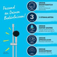 Vorschau: Grohe QuickFix Vitalio Start 110 Brausestangenset eckig 90cm mit Handbrause & Schlauch, chrom