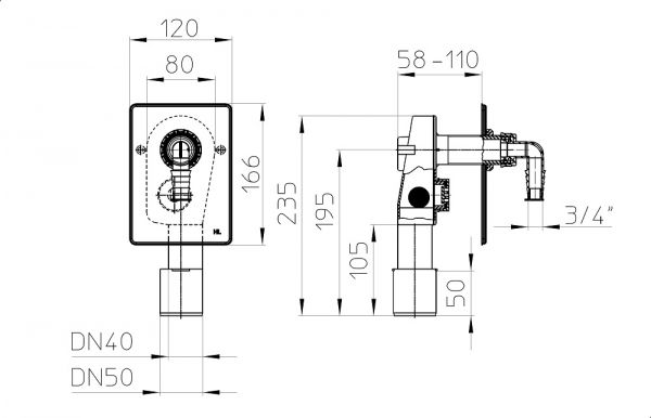 HL Waschmaschinensifon-UP-HL400