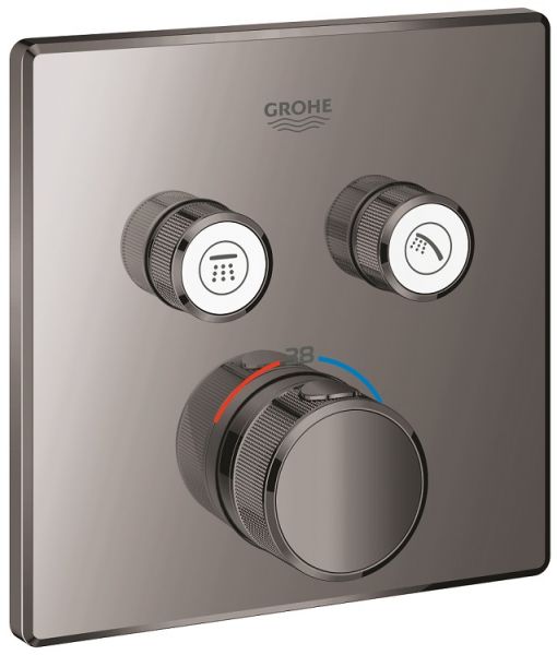 Grohe Grohtherm SmartControl Thermostat mit 2 Absperrventilen, Fertigmontageset eckig hard graphite 29124A00