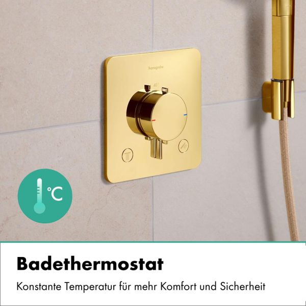 hansgrohe Ecostat Comfort Q Thermostat 2 Funktionen mit Sicherungskombination, polished gold optic