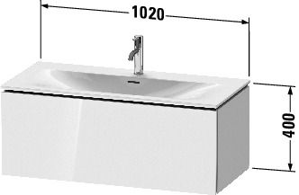 Duravit L-Cube Waschtischunterschrank wandhängend 102x48cm mit 1 Schublade für Viu 234410, techn. Zeichnung