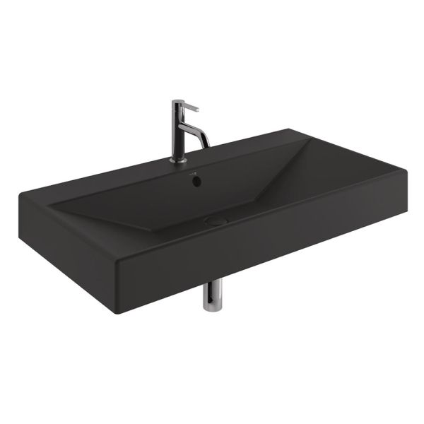 Kludi RESA Waschtisch 101x50cm mit 1 Hahnloch & Überlauf, schwarz matt 59WW10139