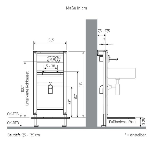 WimTec FIX WT W7 Waschtisch-Montageelement für Montage von WimTec Rohbauset W7