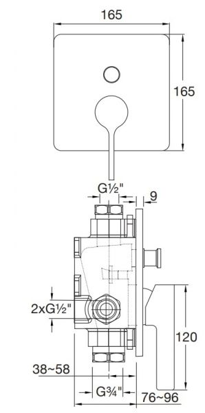 Steinberg Fertigmontageset für Wanne/Brause-Einhebelmischer, chrom