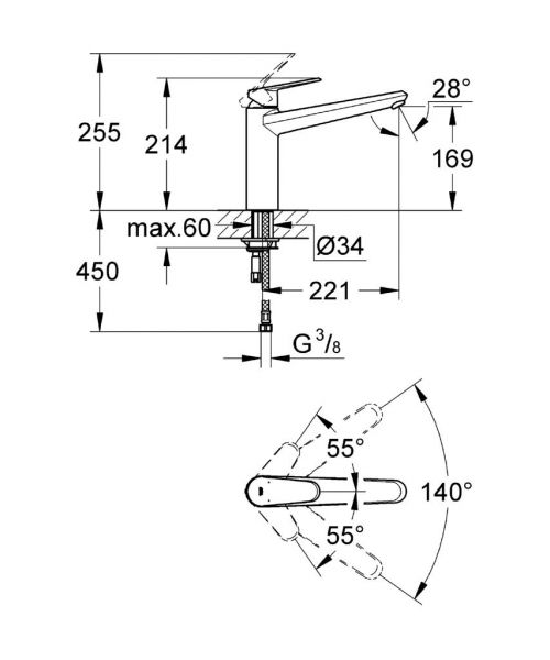 Grohe Eurodisc Cosmopolitan Einhand-Spültischbatterie, chrom