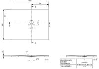 Vorschau: Villeroy&Boch Squaro Infinity Quaryl®-Duschwanne, Eckeinbau rechts gegen Wand, 110x90cm, technische Zeichnung
