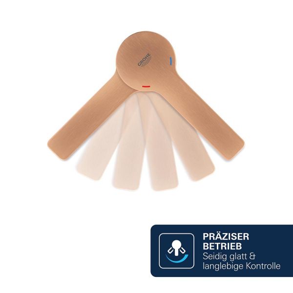 Grohe Lineare Badarmatur S-Size, Zugstangen-Ablaufgarnitur, wassersparend, warm sunset gebürstet