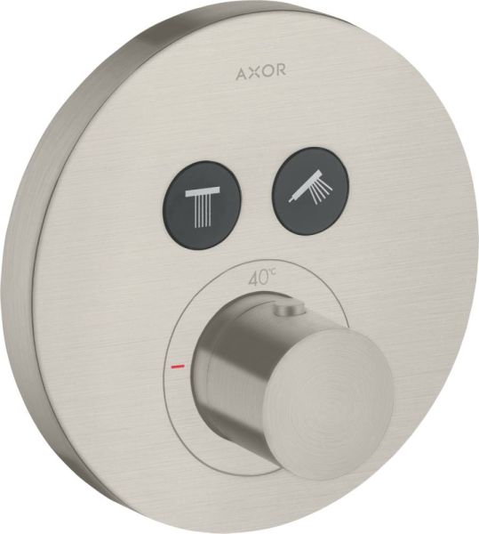 Axor ShowerSelect Thermostat Round Unterputz für 2 Verbraucher, rund stainless steel 36723800