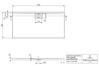 Vorschau: Villeroy&Boch Architectura MetalRim Duschwanne, 160x80cm, weiß techn. Zeichnung