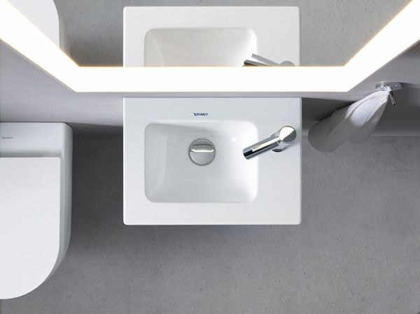 Duravit ME by Starck Handwaschbecken rechteckig 43x30cm, mit Überlauf, ohne Wondergliss, weiß 0723430000