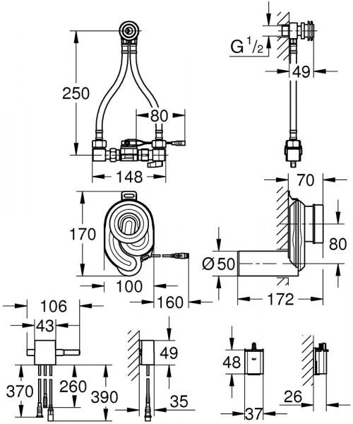 Grohe Temperatursensor für Urinal, Lithium-Batterie 6V