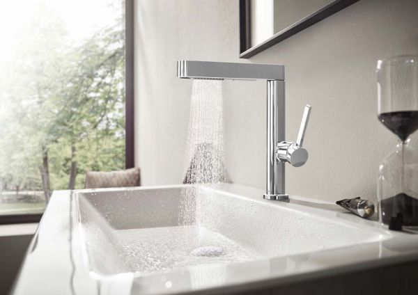 Hansgrohe Finoris Einhebel-Waschtischarmatur 230 mit Ausziehbrause, 2 Strahlarten und Push-Open Ablaufgarnitur, chrom 76063000