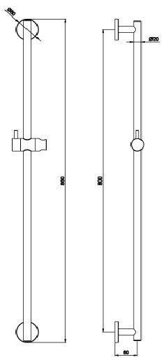 Avenarius Shower Brausestange 80cm mit Gleiter für Handbrause, chrom