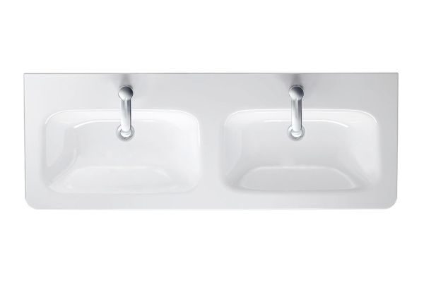 Duravit DuraStyle Doppelwaschtisch rechteckig 130x48cm, mit Überlauf, 2 Hahnlöcher, weiß 2338130000