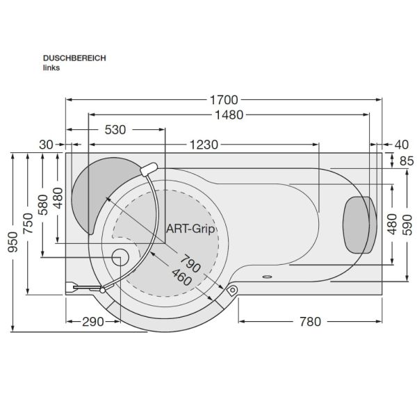 Artweger Twinline 1 Duschbadewanne 170cm TLM101