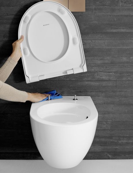 Geberit Acanto Set Wand-WC Tiefspüler, geschlossene Form, TurboFlush, mit WC-Sitz, weiß