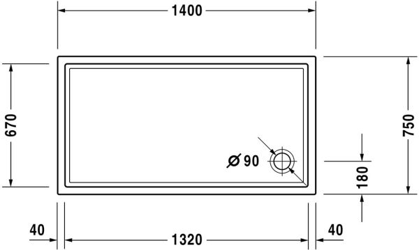 Duravit Starck Slimline Duschwanne rechteckig 75x140cm, Sanitäracryl, weiß