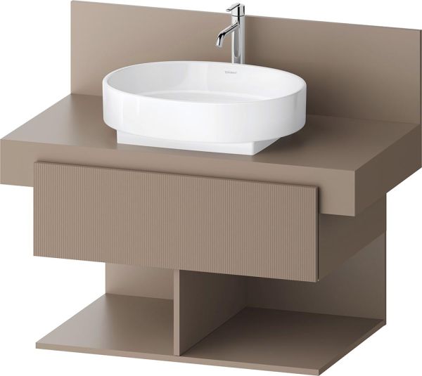 Duravit Balcoon Unterschrank 80x57x53,4cm für Aufsatzbecken, 1 Schublade, 2 offene Fächer, umbra matt