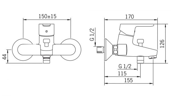 Hansa Hansaprimo Einhand-Wannen-Batterie, chrom