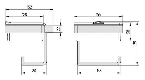Avenarius Universal Feuchttuchbox mit Toilettenpapierhalter, satiniert/chrom