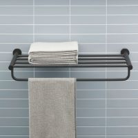Duravit D-Code Handtuchablage mit Handtuchhalter schwarz matt 0099254600