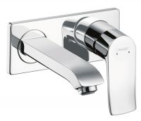 Vorschau: Hansgrohe Metris Einhebel-Waschtischmischer LowFlow 3,5 l/min Auslauf 165mm, UP, Wandmontage, chrom