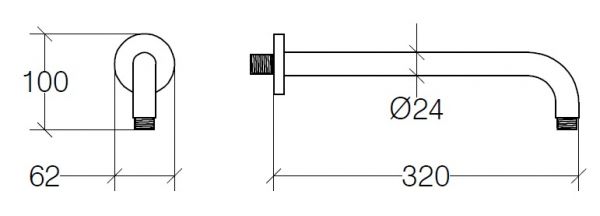 lineabeta SUPIONI Brausearm Ausladung 30cm, Wandmontage 1/2", chrom