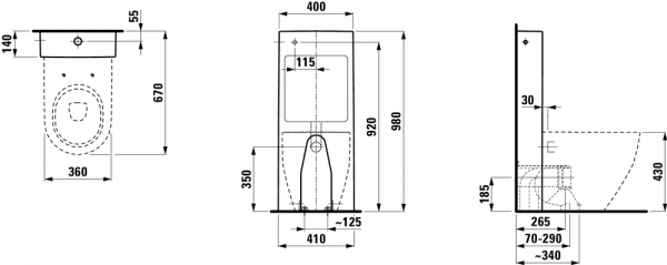 Laufen Pro Stand-WC spülrandlos 53x36cm, weiß 82295.6