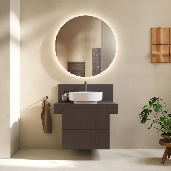 Duravit Balcoon Möbelset 80cm mit Aufsatzbecken, schieferbraun matt