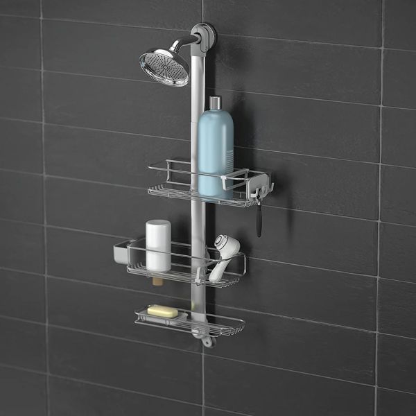simplehuman einstellbarer Duschcaddy plus Duschkorb, edelstahl aluminium eloxiert BT1099