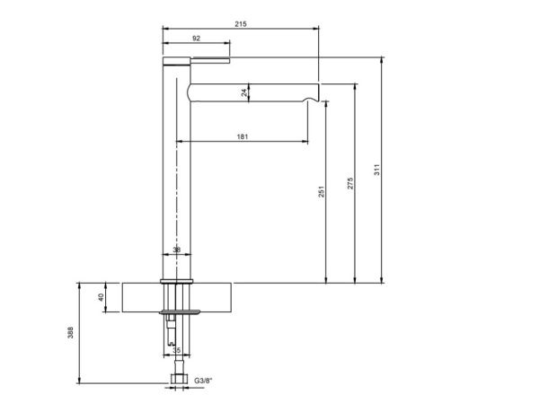 Villeroy&Boch Loop&Friends Waschtischarmatur für Aufsatzbecken, Ausladung 181mm TVW106106153K5