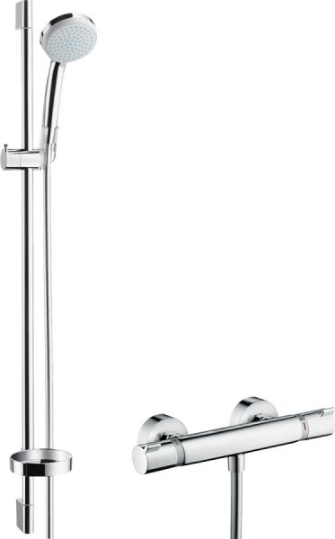 Hansgrohe Ecostat Comfort Combi Set 0,90m mit Croma 100 Vario Handbrause EcoSmart, chrom 27033000