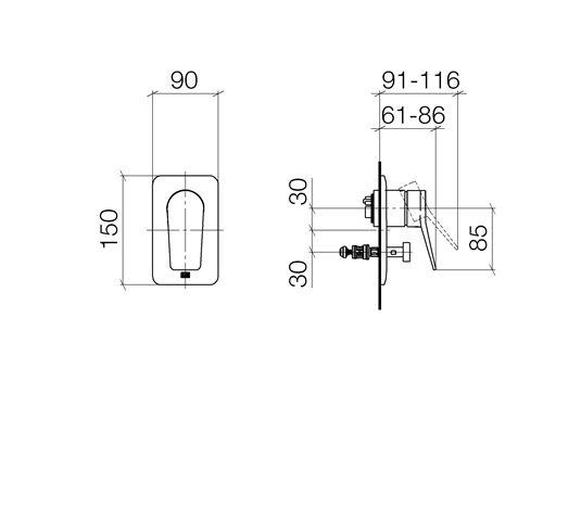 Dornbracht Lissè UP-Einhandbatterie mit Umstellung