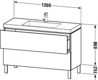Vorschau: Duravit L-Cube c-bonded Set bodenstehend 120x48cm, Vero Air Waschtisch, 2 Schubladen, ohne Hahnloch, techn. Zeichnung