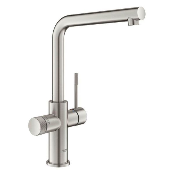 Grohe Blue 2.0 5-in-1-Armatur, L-Auslauf, supersteel 104421DC01