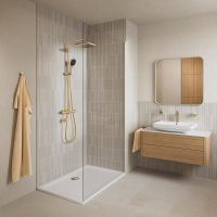 Vorschau: Grohe Lineare Badarmatur S-Size, Zugstangen-Ablaufgarnitur, wassersparend, cool sunrise gebürstet