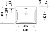 Vorschau: Duravit D-Neo Waschtisch rechteckig 60x48cm, mit Überlauf, mit WonderGliss, weiß 23676000601