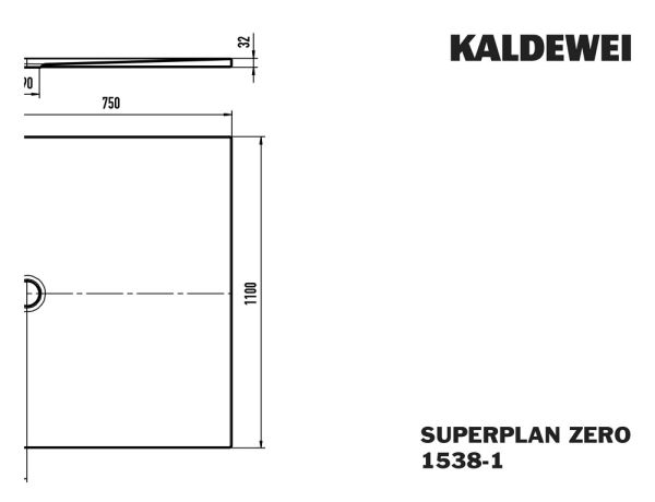 Kaldewei Superplan Zero bodenebene Rechteck-Duschfläche 75x110cm Mod.1538-1