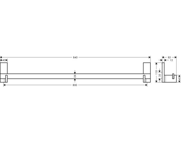 Axor Universal Rectangular Badetuchhalter 84cm, stainless steel optic