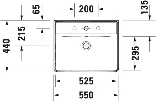 Duravit D-Neo Waschtisch rechteckig 55x44cm, mit Hahnloch und Überlauf, weiß 2366550000