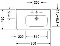 Vorschau: Duravit DuraStyle Waschtisch 80x48cm, mit Hahnloch, mit Überlauf, Becken rechts, weiß 2326800000