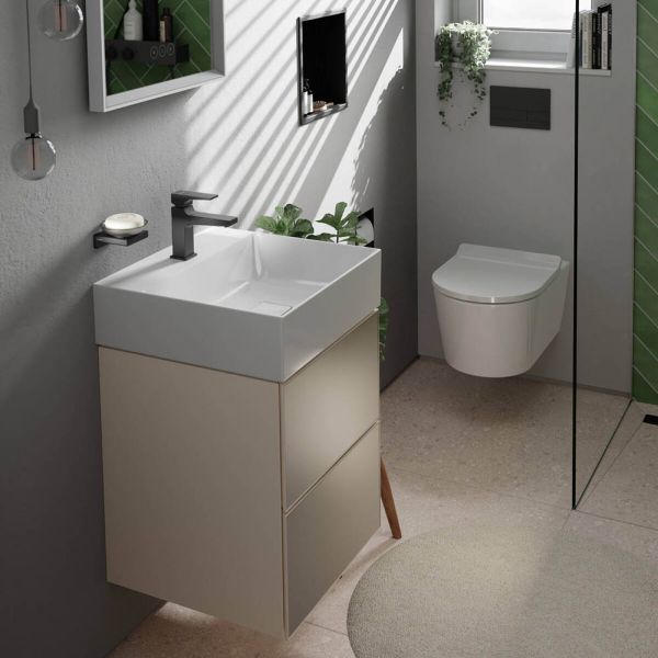 Hansgrohe Xevolos E Handwaschbecken 50x48cm mit Hahnloch, ohne Überlauf, weiß