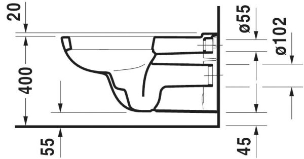 Duravit D-Code Wand-WC 70x36cm, eckig, barrierefreie Ausführung, weiß