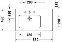 Vorschau: Duravit ME by Starck Waschtisch 83x49cm, 1 Hahnloch, mit Überlauf, Becken links, WonderGliss, weiß 23458300001