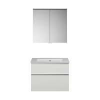 Vorschau: Burgbad Eqio Slim Badmöbel-Set 82cm mit LED-Spiegelschrank, Waschtisch & Unterschrank, weiß glanz SHCP082F2009C0001G0251